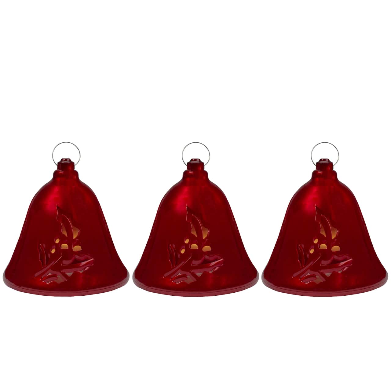 6.5" Musical Lighted Red Bells Christmas Décor Set